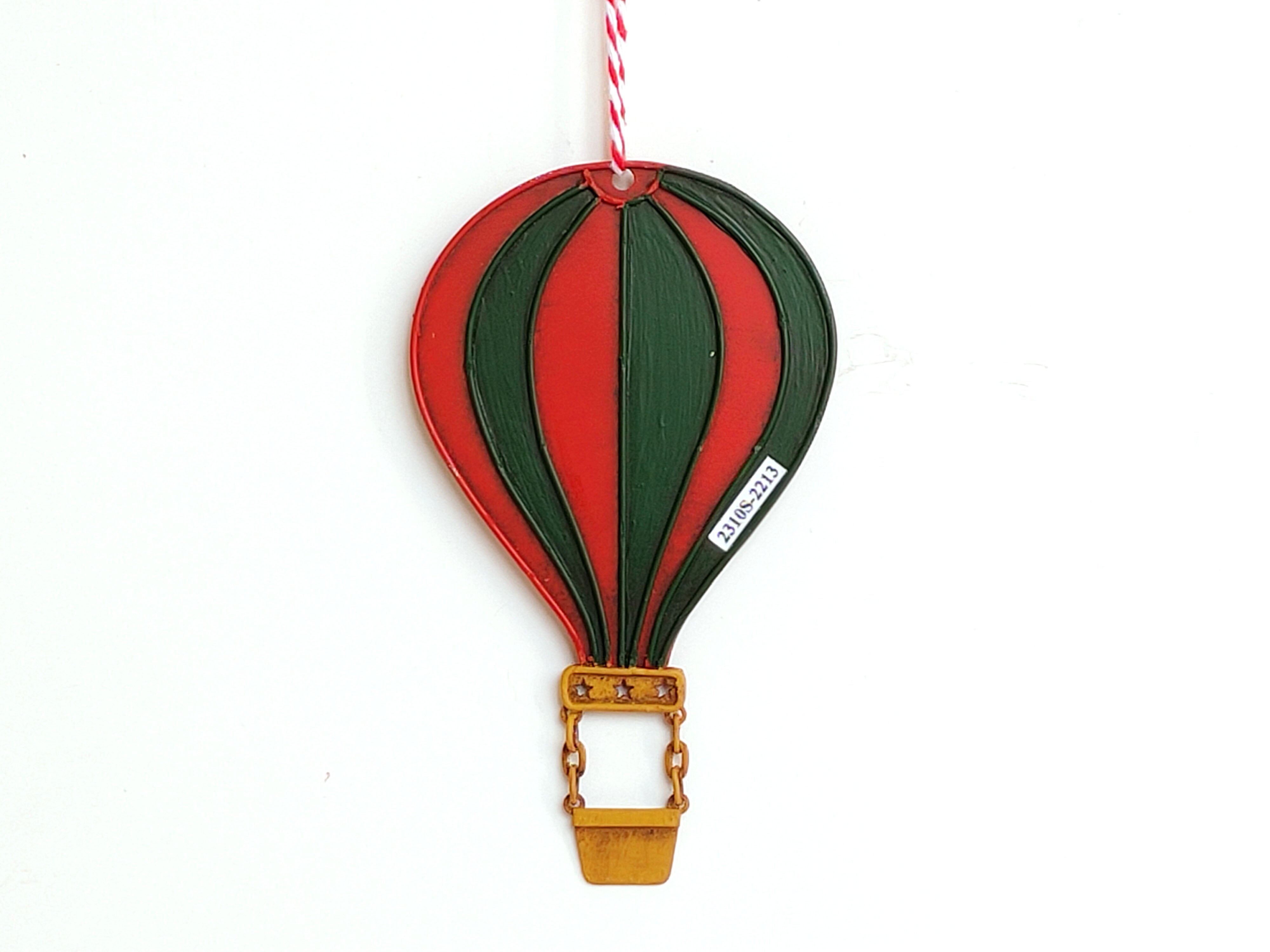 Red Vintage Metal Hot Air Balloon Ornament for Christmas Tree